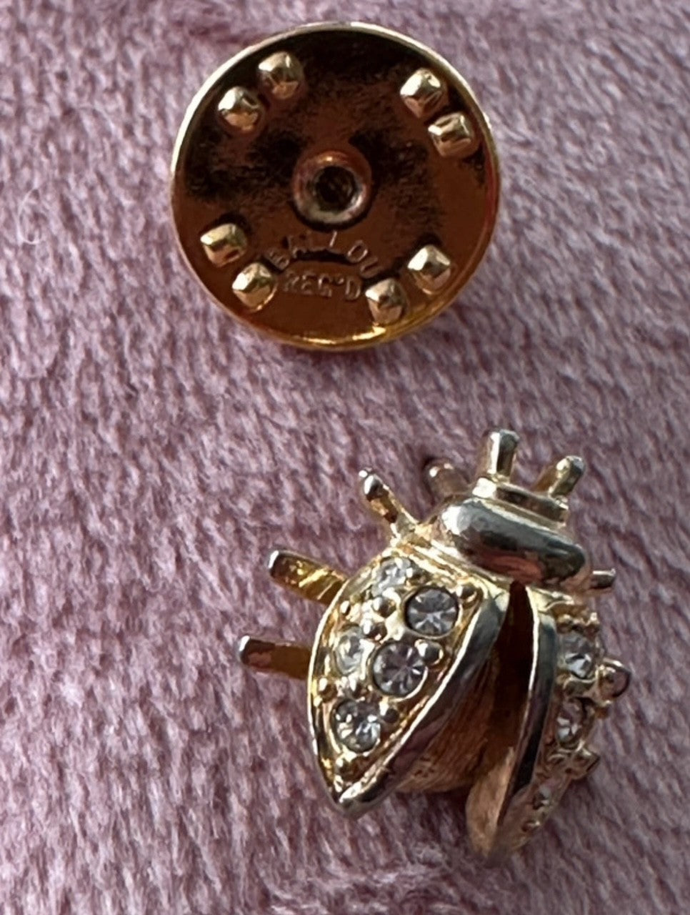 Vintage Ballou Ladybug Pin – Gold-Tone with Rhinestones
