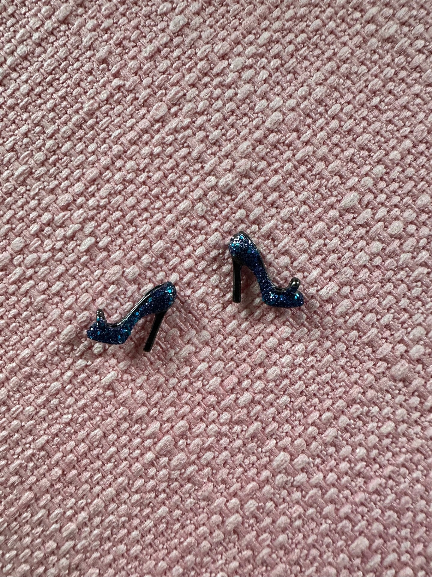 Glitter High Heel Earrings – Midnight Blue Sparkle