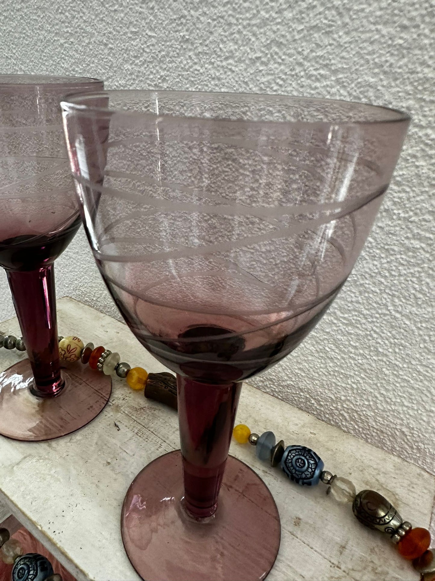 Vintage! Set of 4 IKEA PRALIN PURPLE 7” Wine Glasses – Handblown