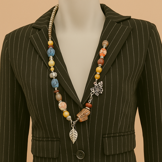 A stunning boho necklace with the mysterious mark ‘24U’. Full of soul, texture, and symbolism.