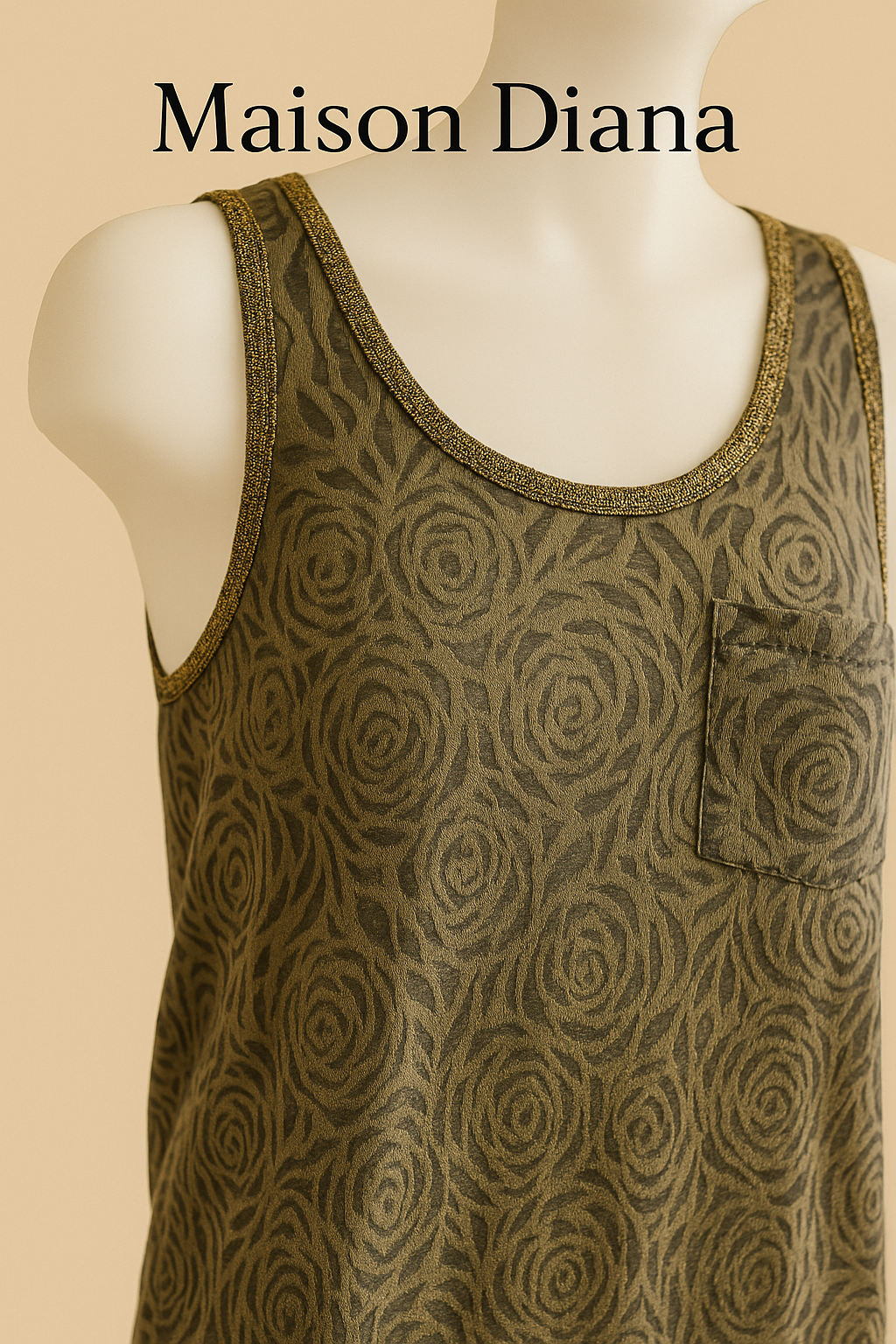 Golden Olive Boutique Tank – Vintage Elegance