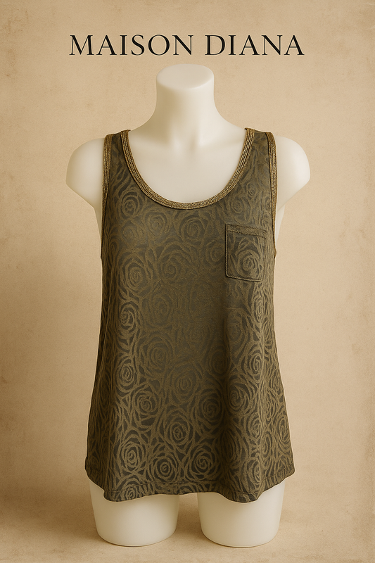 Golden Olive Boutique Tank – Vintage Elegance