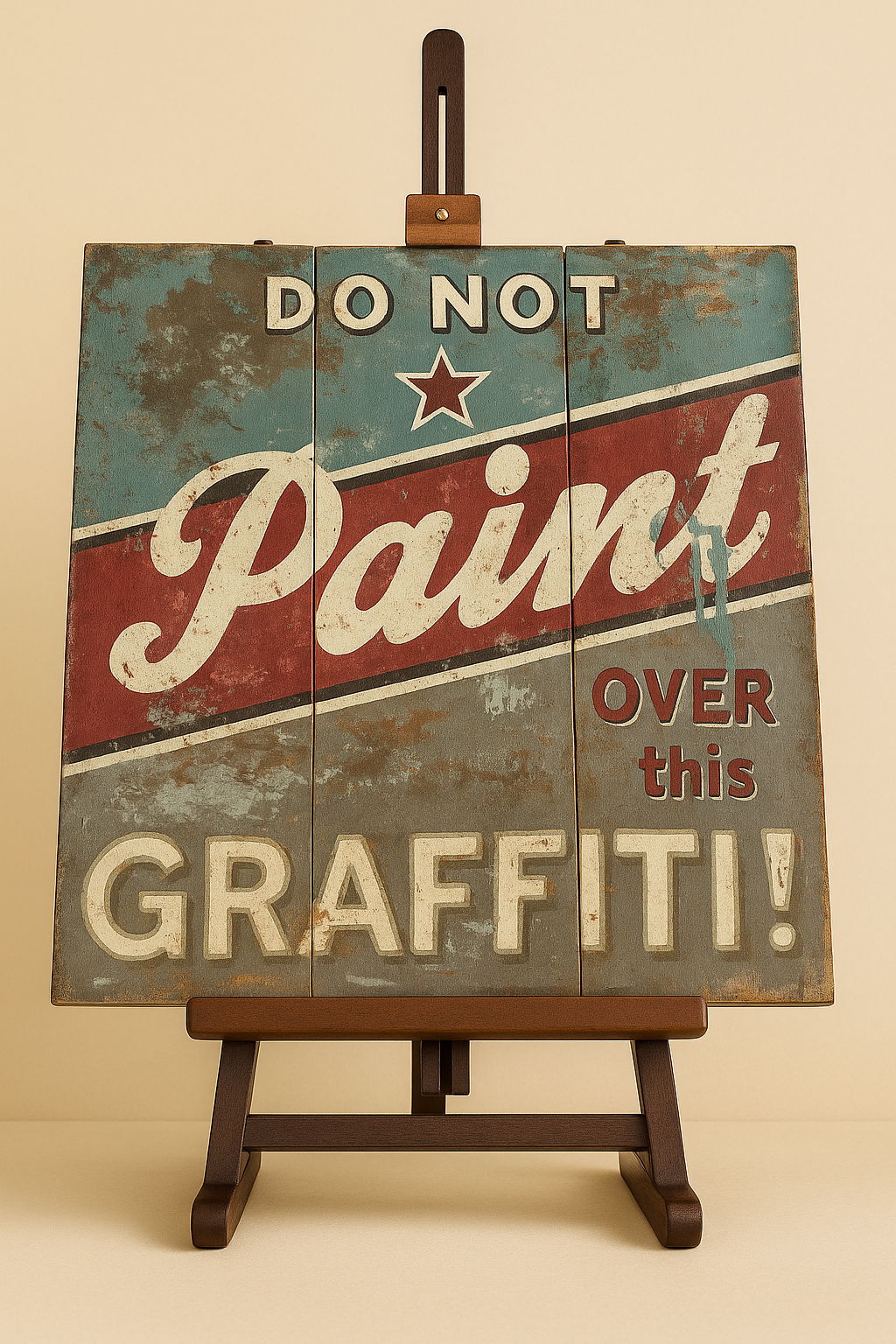Vintage Street-Art Style Sign by Xavier Hiquet – “Do Not Paint Over This Graffiti!”