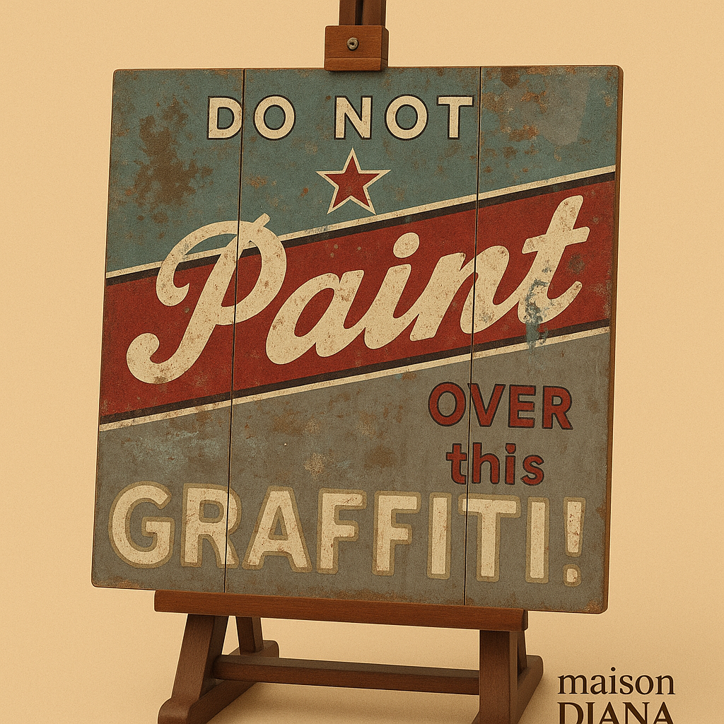 Vintage Street-Art Style Sign by Xavier Hiquet – “Do Not Paint Over This Graffiti!”