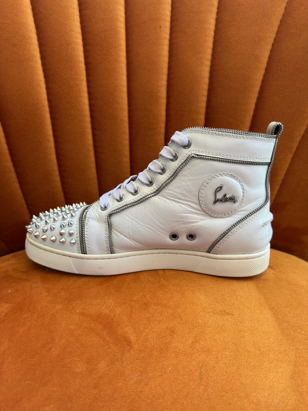 Christian Louboutin Louis Spikes - High-Top Sneakers - Wit/Zilver