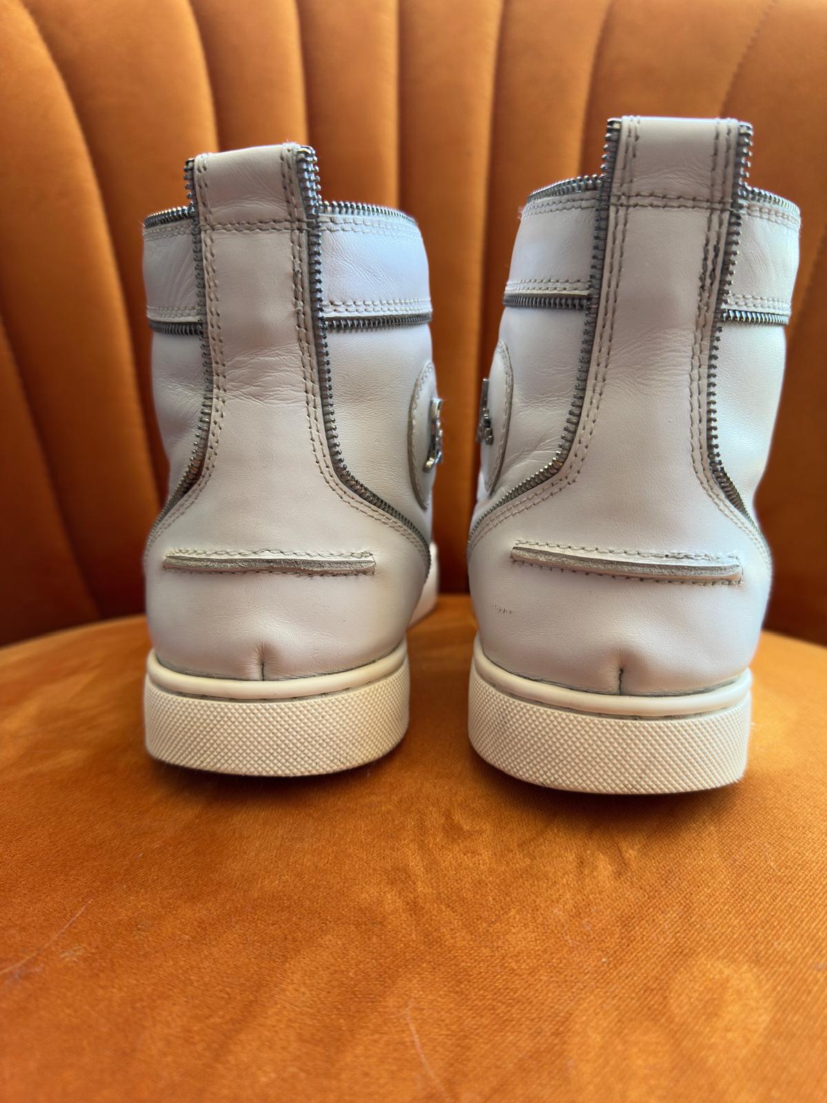 Christian Louboutin Louis Spikes - High-Top Sneakers - Wit/Zilver