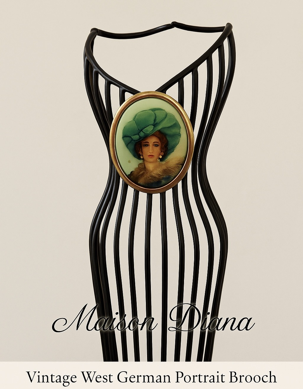 Vintage West German Portrait Brooch