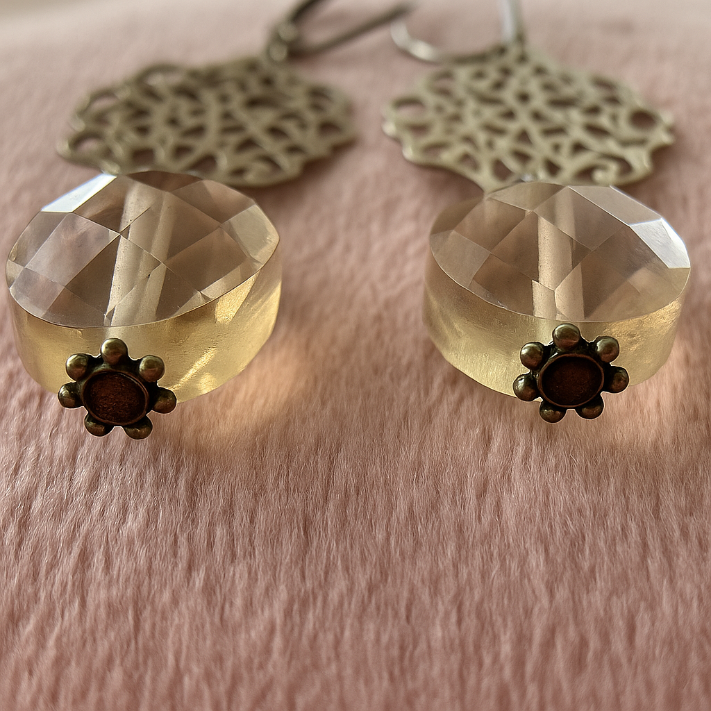 Filigree Peach Crystal Drop Earrings  Maison Diana – Timeless Adornments