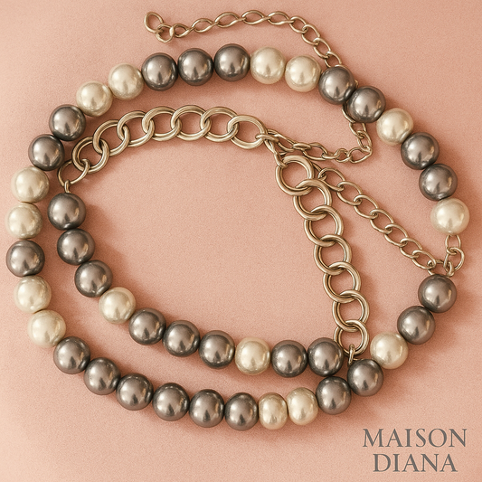 Bold Pearl Statement Necklace – Triple Tone