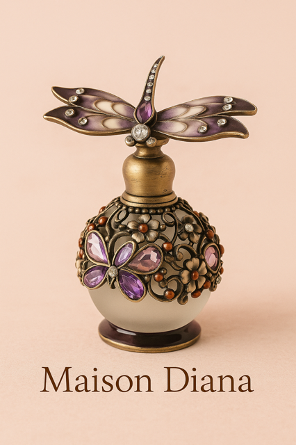 Vintage Butterfly & Dragonfly Perfume Bottle – Hand-Embellished Collectible