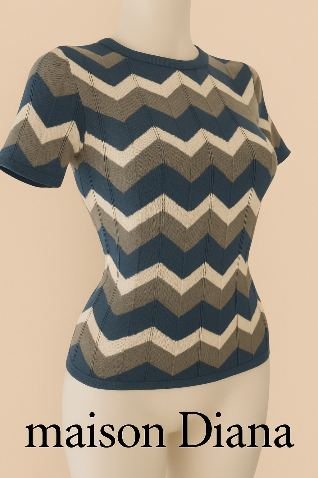 Vintage-Style Chevron Knit Top by Nikkie – Size 34 (XS)