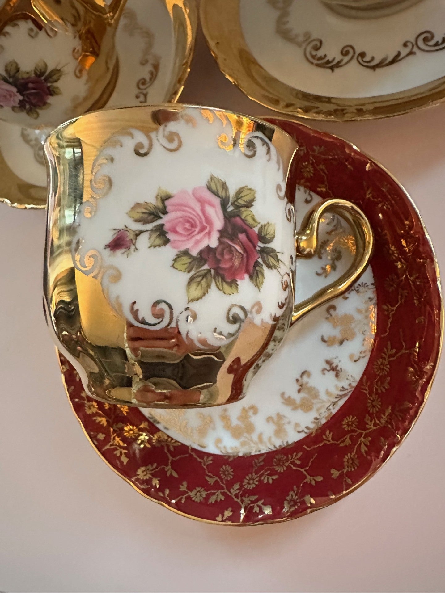 Vintage Bavarian Porcelain Teacup Set – 24K Gold Trim