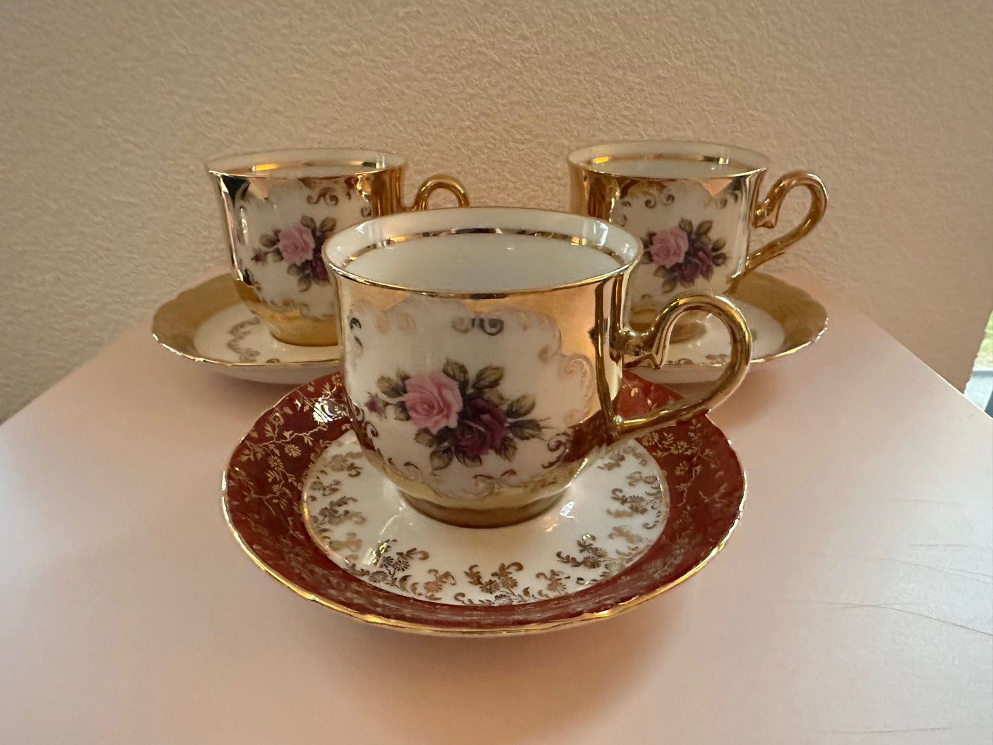 Vintage Bavarian Porcelain Teacup Set – 24K Gold Trim
