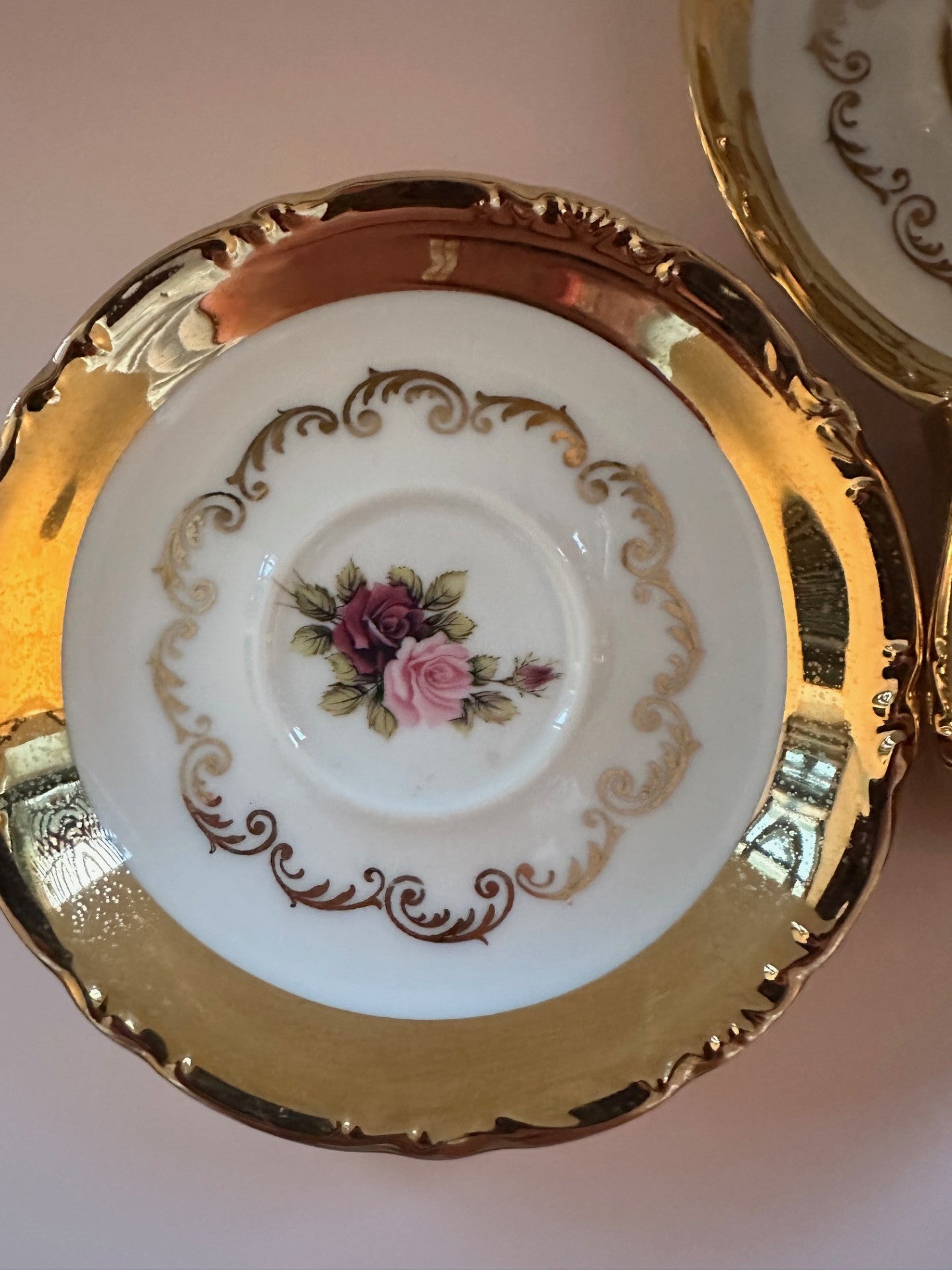 Vintage Bavarian Porcelain Teacup Set – 24K Gold Trim